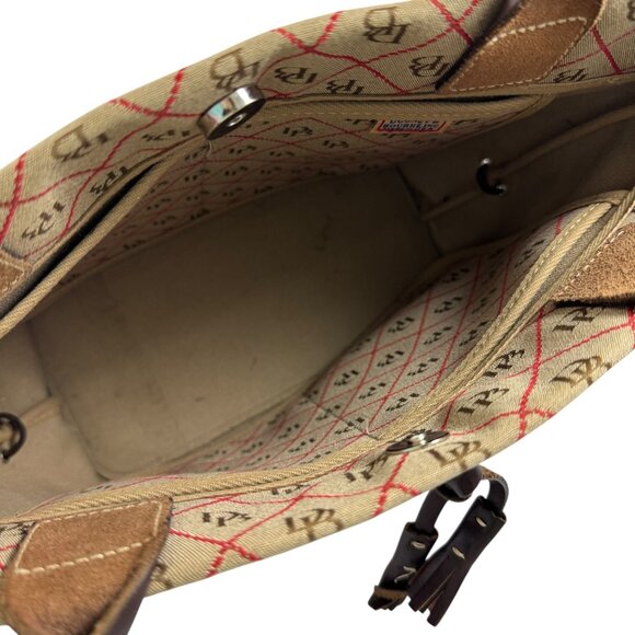 Dooney & Bourke Shoulder Bag Purse Signature Logo Monogram Tan Canvas USA Made - Picture 8 of 10